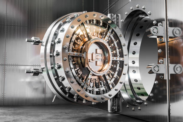 Vault bank door. 3d concept. Rendering